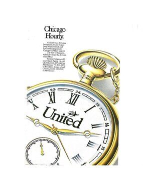 Print Ad United Airlines Chicago Hourly Flights OHare Newark LaGuardia1980s Trav